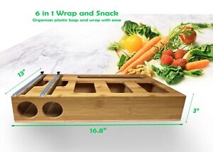 Kitchen Mantis 6 in 1 Wrap Organizer & Storage Bag Holder - Precise- Easy To Use