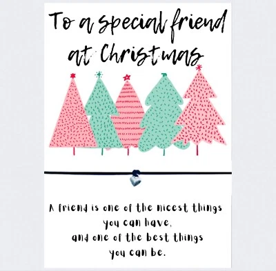 Tarjeta de Navidad de un amigo especial, pulsera de deseos, mejor amigo regalo de Navidad, BFF Foto 1 de 3