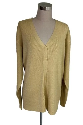 Cárdigan Suéter Vintage Años 90 Villager Signature Talla 2X XL Dorado Metálico Foto 1 de 4