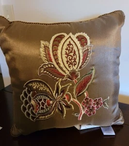 Croscill Esmeralda Decorative Throw Pillow 16"x16" Gold New! - Picture 1 of 5