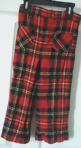 Vintage 1960's Mothercare Red Plaid Flair Leg Pants - Picture 1 of 9