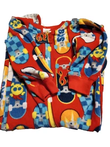 Joe Boxer skateboard Print Red footed zip up pajamas size 12 months - Picture 1 of 4