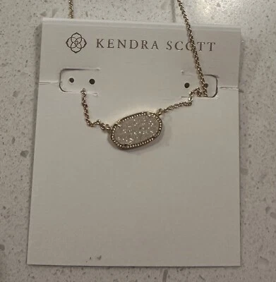 Kendra Scott Elisa Short Necklace Pendant Gold in Iridescent Drusy ✨GORGEOUS !! - Image 1 of 3