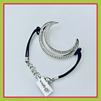 Brighton STARRY NIGHT UBER MOON Crystal Silver Black Cord Bracelet MSRP $50 NWT - Image 1 of 4