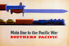 1943 - Pacifique Sud - Ligne principale vers la guerre du Pacifique - Affiche patriotique
