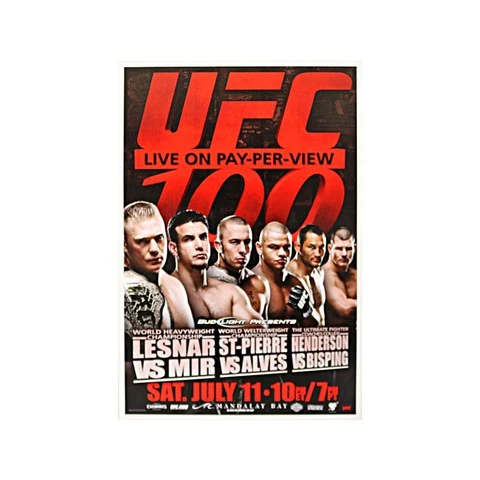 UFC 100 Replica Event Poster on 18x26 Stretched Canvas Cover