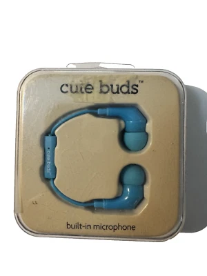 iHip Cute Buds Wired Earbuds w/ Built-in Microphone + Pause & Play - Aqua Blue - Image 1 of 2
