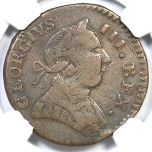 1778 V 13-78B NGC VF Details Machin's Mills Half Penny Colonial Coin 1/2p - Picture 1 of 3