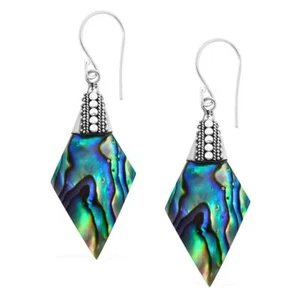 925 Sterling Silver Abalone Shell Dangle Drop Earrings Gift Jewelry for Women - Picture 1 of 6