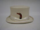 Unisex Wedding Event 100% Wool Felt White Top Hat Satin Lined With Feather