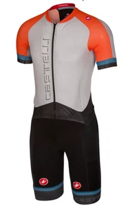 Castelli Sanremo 3.2 Speed Suit Mens Sz M Cycling Road Riding Kit Gray Orange - Picture 1 of 18