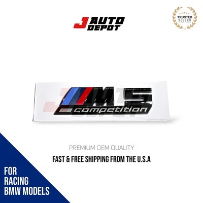 BMW F90 M5 Competition Genuine Rear Trunk BLACK Emblem Decal Badge OEM - Image 1 of 2