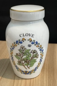Tarro de especias de porcelana vintage 1985 Franklin Mint Gloria Concepts Inc CLAVES usado en excelente estado - Imagen 1 de 9