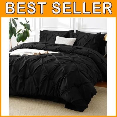 Elegante juego de edredón plisado pellizco, cama tamaño completo en una bolsa Foto 1 de 4