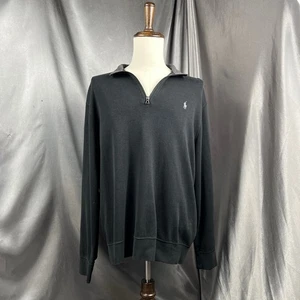 Polo Ralph Lauren Mens Quarter Zip Pullover Sweatshirt Black XL Golf Preppy Fall - Picture 1 of 13