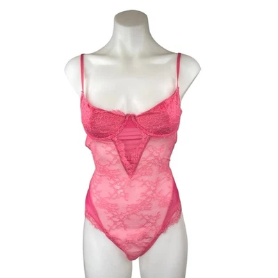 Body Top Lovers + Friends Ariella Rosa Encaje Malla Sin Mangas Cami Camisola M Foto 1 de 4