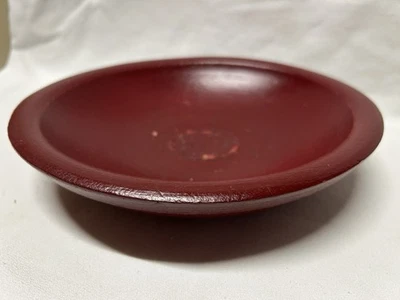 Vtg Primitive Oval Burgundy Country Farmhouse Wooden Tureen Dough Bowl - Image 1 of 4