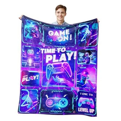Manta Gaming para Niños y Niñas - Regalo Gamer 50"x60" para Niños Adultos Púrpura Foto 1 de 4