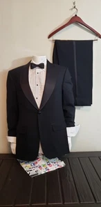 BILL BLASS HOMBRE NEGRO DOS PIEZAS FORMAL ESMOQUIN CON TALOR CLÁSICO 40R - Imagen 1 de 4