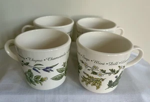 Set of 4 Corelle "Thymeless Herbs" Stoneware Coffee Cups 8 oz Mugs - Picture 1 of 9