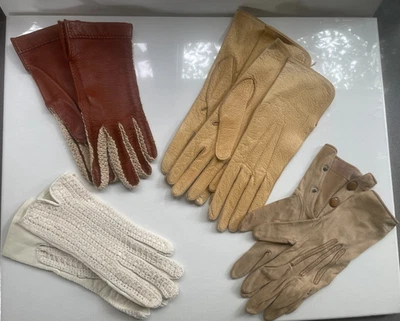 Guantes de cuero vintage para dama dos pares talla 6,5 y dos pares 6,25 uno sin talla Foto 1 de 4