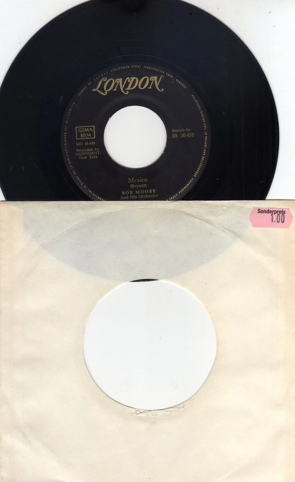bob moore and his orchestra-mexico+hot spot single vinyl ist ohne original cover - Bild 1 von 1