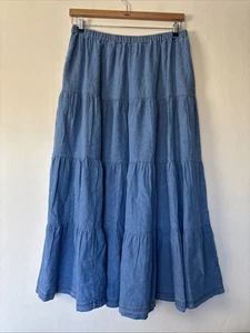 TU gonna blu denim a strati midi/maxi taglia UK 16 nuova con etichette - Foto 1 di 6