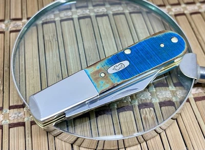 Faca de bolso Case XX EUA cortada à mão osso azul caribenho aço inoxidável Barlow - Imagem 1 de 4