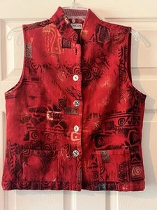 Chaleco Chico's 100% Algodón Cuello Alto Hecho en India Botones Rojo/Negro Talla 1 - Imagen 1 de 9