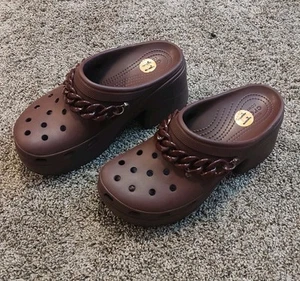 NWOT CROCS Siren Dark Cherry Chain Clog Heel Comfort Platform Waterproof W11/M9 - Picture 1 of 10
