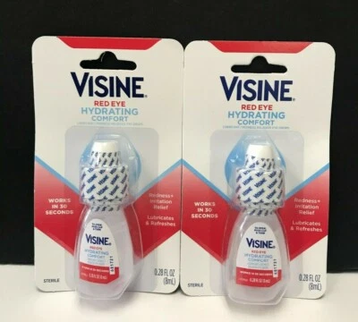 Visine Sterile Advanced: gotas para los ojos alivio de la irritación del enrojecimiento 2 paquetes .28 OZ, EE. UU. Foto 1 de 2