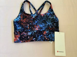 LULULEMON ENERGY BRA LONG LINE MULTICOLORED SIZE 2, NEW W TAG - Picture 1 of 5