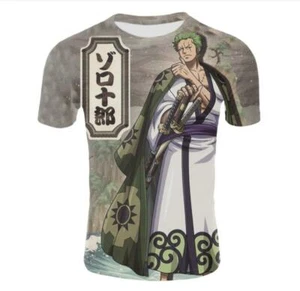 One Piece Zoro Cospaly Anime Manga Kurzarm T-Shirt Shirt Polyester - Picture 1 of 2