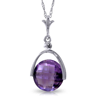 3.25 CTW 14K Solid White gold fine Necklace 18" Cut Purple Amethyst - Image 1 of 4