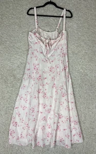 SIM and SAM Midi Dress Womens XL White Pink Floral Sweatshirt Boho Romantic - Picture 1 of 11