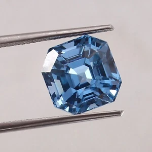 AAA+ Acquamarina naturale impeccabile blu cielo sciolta taglio Asscher pietra preziosa 8x8 mm - Foto 1 di 4