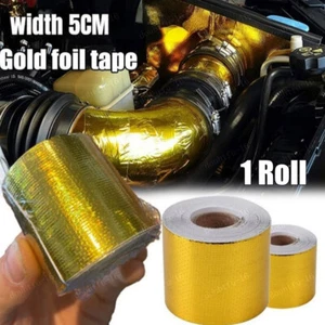 Gold Thermal Exhaust Tape Air Intake Heat Insulation Shield Wrap Reflective 15ft - Picture 1 of 18