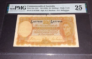 PMG Commonwealth of Australia 10 Shillings Banknote 1939 p25a VF25 - Picture 1 of 6
