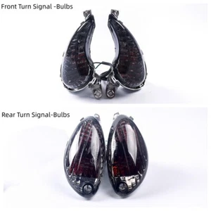 Front + Rear Turn Signal Smoke Lens Bulbs fit Suzuki 2008-2019 Hayabusa GSXR1300 - Picture 1 of 9