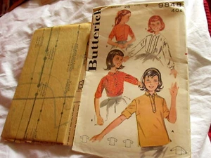 Vintage Schnittmuster Butterick #9848 kleine Mädchen Blusen Größe 7, Brust 25 - Bild 1 von 3