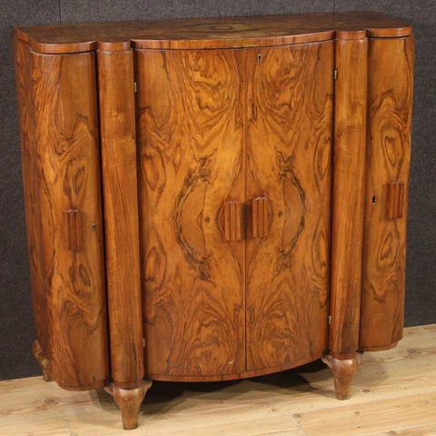 Large sideboard bar cabinet vintage Art Deco style wood 20th century decor 900 Cover
