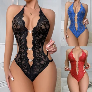 Womens Sexy Lace Bodys Lingerie Crotchless Babydoll Bodysuit Nightwear Underwe о - Picture 1 of 17