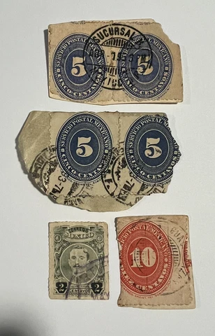 Mexico Stamp Collection Lot of 6 Used Numeral 10c 5c 2c Rare Antique 1887 Cover