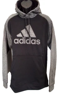 Big & Tall Men's Hoodie Long Sleeve Pullover Sweatshirt Adidas Black / Gray LT - Picture 1 of 22