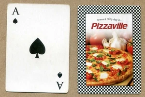 PIZZAVILLE PIZZA. #A It was a rainy... Ace of Spade. Vintage SWAP PLAYING CARD - Picture 1 of 3