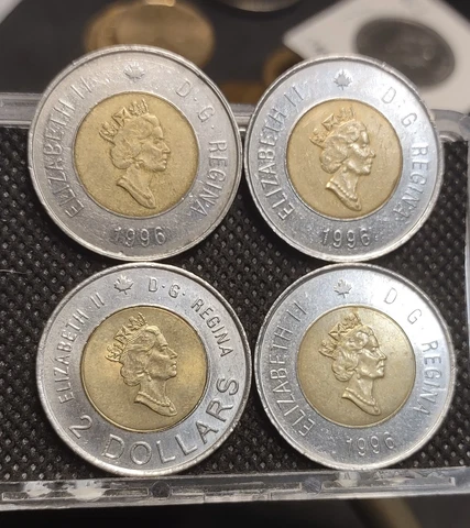 (4) CANADA 1996/2000 QUEEN ELIZABETH II $2 DOLLAR POLAR BEAR TOONIE COINS Cover
