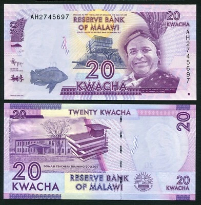 Malawi 20 kwacha 2012.01.01. Inkosi Ya Makhosi M'Mbelwa II P57a UNC Error Domasi - Image 1 of 3