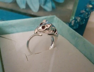 Anillo de dedo colgante gato gatito piedras rojas boda para regalo vestido formal - Imagen 1 de 2