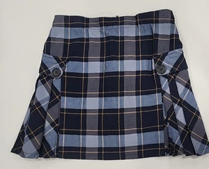 Lands' End School Uniform Girl Above Knee Classic Navy Plaid Side Pleat Skort 10 - Picture 1 of 8