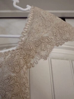 Vestido Monzón Flor Niña Niños Niñas Talla 9 Bautizo Crema Dorado Fiesta Vacaciones Foto 1 de 4